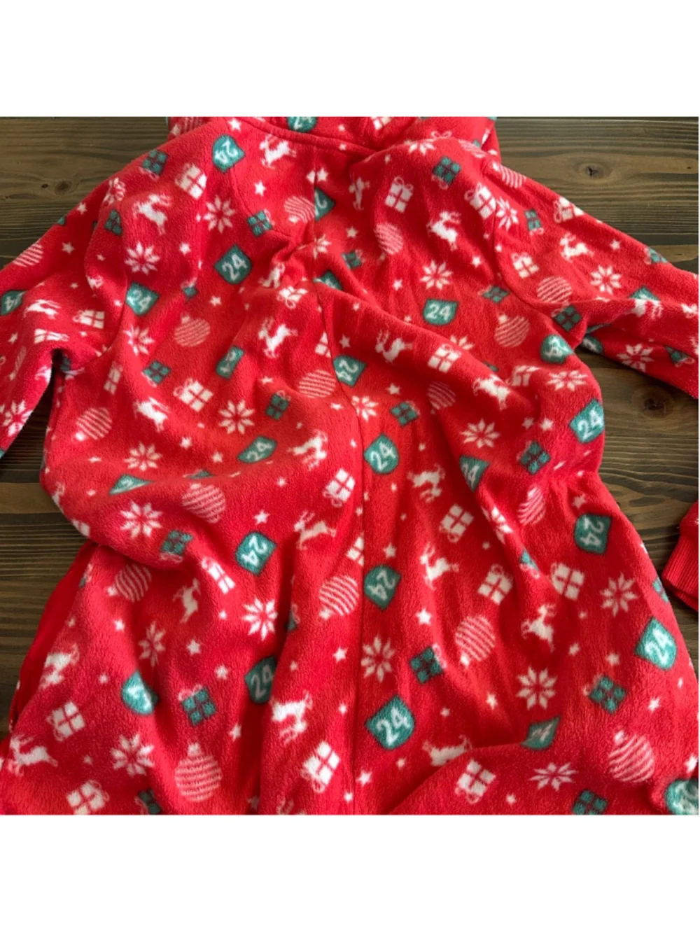 Girls Esmara Christmas One-Piece Pajamas M 8/10 Red Snowflakes Reindeer